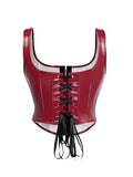 Glossy Patent Leather Bustier with Adjustable Straps & Hook Front Closure, Vintage Steampunk Shapewear for Waist Training