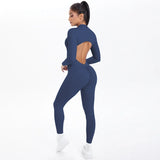 Women's Seamless Yoga Jumpsuits Sports Fitness Zipper Open Beauty Back Hip-lifting One-Piece Running Training Workout Bodysuits