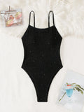 DEKA Black One Piece Swimsuit Women Solid Swimwear Adjustable Straps Bathing Suit Bodysuit Backless Beach monokini