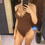 5 Colors V Neck Ribbed Cross Back One Piece Swimsuit Women Swimwear Female High Leg Cut Monokini  Bather Bathing Suit Swim V6278