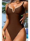 2026 Splicing Underwired V-Bar Women Micro Thong Swimwear One Piece Swimsuit Female Backless Monokini High Cut Bathing Suit Swim