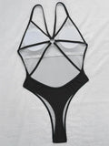 Wrinkled Criss Cross Backless Female Swimsuits One Piece Swimsuit Women Thong Swimwear High Cut Monokini Bathing Suit Swim Lady