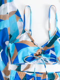 New Sexy 3 Pieces Suit for Women Neck Hanging Bikini Set+Cover-up Swimwear Sunproof Tankini High Waist Shorts Swimsuit Beachwear
