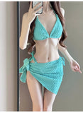 Bikini Swimsuit Women's Three Piece Split Sexy Small Chest Gathering Beach Vacation Swimsuit