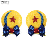 Christmas 2.8"Mouse Ears Hair Clips For Children Sequins Bow Hairpins Girls Festival Party DIY Hair Accessories