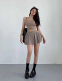 Preppy WOMENGAGA American Style Style High Waisted Slim Pleated Skirt For Women's Summer Ballet Skirt Fashion Women QI9Y