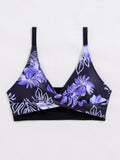 Women's Two-Piece Swimsuit Cross Strap Backless Bikini Floral Print Sports Fit Bodycon Polyester Fabric Swimming Water Sport