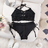 DEKA Women's Bandage Denim Bikini Set Summer New Jeans Shorts Swimwear Bra Beach Play and Bar Nightclub Swimsuit