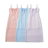 Foridol Spaghetti Strap Tie Up Plaid Dress Women Summer Beach Midi Sundress Strapless Retro Pink Short Vestidos Female Dress