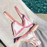 Crochet Bikini 2025 Bandeau Biquini Women Sexy Swimsuit Female Push Up Swimwear Solid Patchwork Bathing Suit Handhook Beachwear