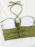 2026 Sexy High Wasited Swimsuit Women Solid Bikini Hollow Out Cross Swimwear Female Bathers Bathing Swimming Swim Suit Beachwear