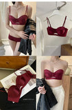 TikTok Viral MOYISU Summer Satin Bralette Strapless Push Up Bra&Set French Retro Anti Sag Lingerie Set Small Breast Support Gift
