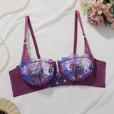High-quality purple embroidered lingerie sexy semi-transparent bra sexy brassiere women's underwear YS2933