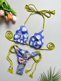 2026 Sexy Leopard Print Swimwear Women'S Split Bikini Set Woven Rope Strap Fringe Beach Women'S Two-Piece Swimsuit Bathing Suit