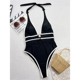 Tiger Printed Deep V Neck Monokini Women Swimwear One Piece Swimsuit Female Backless High Cut Leg Bather Bathing Suit Swim K7293
