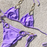 Halter Metal Chains Diamond Bikini Women Swimsuit Female Brazilan Swimwear Two Pieces Bikini Set High Cut Bathing Suit Swim Lady