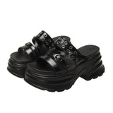 Summer Silver Chunky Platform Sandals Women Fashion Buckle Thick Bottom Slippers Woman Punk Wedges High Heels Sandalias Mujer