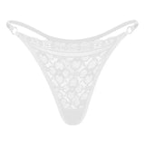 New Women Lace Trim Thong Panties Silver Ribbon Panel Low Rise Sexy G-string Breathable Stretch Skin Friendly Intimate Underwear