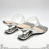 Y2K PVC Transparent Designer Sandals Women Shoes Slip On Hollow Wedge Slide Mules Beach Vacation 6cm Comfortable Walking Heels