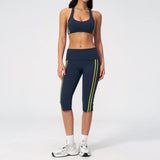 Summer Color Blocked Yoga Sets Women Slim Sports Bra High Waist Pants Fitness Suits Outwear Gym Running Push Up Workout Clothes