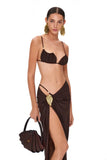 2025 New Sexy Tube Top Bikini set and Skirt Swimwear Women Metal Decoration Bodysuit Lace-up Bathing Suit Beachwear Biquini