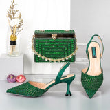 Doershow beautiful Italian blue Shoes And Bag Sets For Evening Party With Stones Italian Leather Handbags Match Bags! 1-39