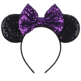 Disney Mickey Mouse Ears Leopard Print Headbands for Girls Baby Women Sequins 5"Bows Hair Accessories Adults Hairbands Kids Gift
