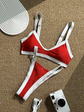 DEKA Swimsuit Bordered Bathsuit Bikini Set Women Swimwear Beachwear Female Bathing Suit Patchwork Basic Bikini Push-up Swim