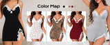 Women's Lace Trim Mini Nightgown Purple Spaghetti Strap Bodycon Sleep Dress with Bow Side Slit Summer Sleepwear