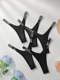 5 PCS Women's sexy thong with low waist smooth letter belt underwear casual comfortable and fun underwear C977