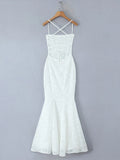 Backless Lace Up Trumpet White Party Dress Vestidos Para Mujer Sexy New in Long Dresses 2025 Spring Summer Elegant Sundress