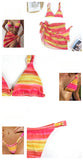 3 Piece Bikini Set Sexy Swimwear Swimsuit Women Triangle Leopard Rainbow Tie Dye Bikinis Set Bathing Suit Beach Skirt Cover Up