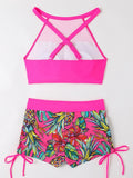 2026 Print High Waist Swimsuit Women High Neck Bikini Drawstring Swimwear Female Bathers Bathing Swimming Swim Suit Beachwear
