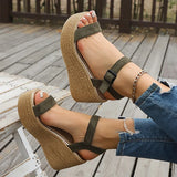 2026 Summer Chunky Platform Sandals Women Plus Size 43 Wedge High Heeled Sandals Woman Ankle Strap Thick Bottom Sandalias Mujer