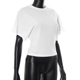 Fashion Casual Solid Gray Cropped T-shirt 2026 Woman Clothes O-neck Corset Tops Streetwear Girls Summer Autumn Short Tee Shirts