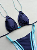 2026 Summer Women's Micro Bikini Set Sexy Lace-up Backless Swimsuit Patchwork Push Up Thong Swimwear Biquini Low Waist Biquinis
