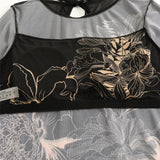 S - XXL Printed Long Sleeve With Sarong One Piece Swimsuit Women Swimwear Female Flowers Padded Bather Bathing Suit Swim V7181