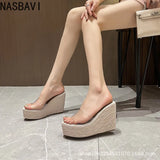 NASBAVI Summer Fashion PVC Jelly Wedges Platform Women's Slippers Sandals Casual Shoes Size 34-40