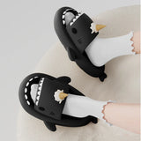 Summer Ice Cream Shark Slippers for Couples Cute Anti-Slip Thick Sole Indoor Bathroom Slides Men Women Beach Street Sandals