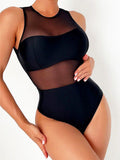 Sexy See Through Black Mesh Sheer Women Swimwear One Piece Swimsuit Female Monokini Backless Bathing Suit Swim Beach Wear Lady