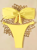 Sexy Bandeau Bikini Set 2026 Women Coffee Starfish Ornament Push Up Thong Swimsuit Brazilian Beach Bathing Suit Micro Swimwear