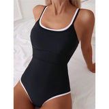 S - XL Splicing Backless High Leg Cut One Piece Swimsuit Women Swimwear Female Padded Monokini Bather Bathing Suit Swim V6789
