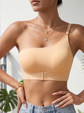 Women's One Shoulder Seamless Bra Front Closure Comfort No Lining Wireless Lingerie