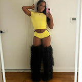 2026 New Women's Sexy Hot Girl Slim Fit Crop Top Shorts Set Solid Color Block High Waist Shorts Two Piece Outfit