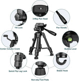 Mini Tripod for Camera, 25inch Aluminum Tabletop Camera Tripod, Portable Travel Tripod , for Cameras, Projectors, Spotting Scope