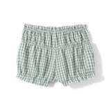 Women Summer Ruffle Shorts Casual Plaid Print Elastic Waist Short Pants for Beach Nightclub Bloomers Streetwear