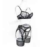Toucheart Erotic Lingerie Comfortable Mesh Sexy Body Shaping Ultra-thin See-through Sexy Underwear Four-piece Set with Stockings