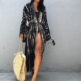 New 10 Colors Printed Long Sleeve With Belt Tunic Beach Cover Up Cover-ups Beach Dress Beach Wear Beachwear Female Women V4521