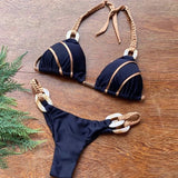 Splicing Halter Knitted Bikini Women Swimwear Female Swimsuit Two-pieces Bikini Set Brazilian Bather Bathing Suit Swim Beachwear