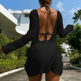 DEKA With Long Sleeve Cover Up Bathing Suit Solid 3 Piece Micro Bikini Set Women Swimsuit New Swimwear Beachwear Biquini Female